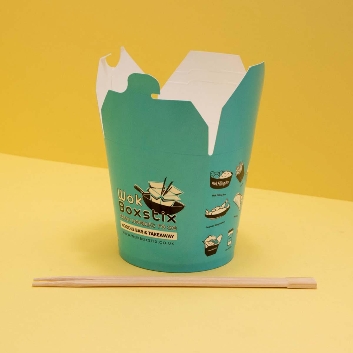 Cardboard Noodle Boxes — custom food boxes by Packmio Flat view of cardboard noodle boxes before assembly