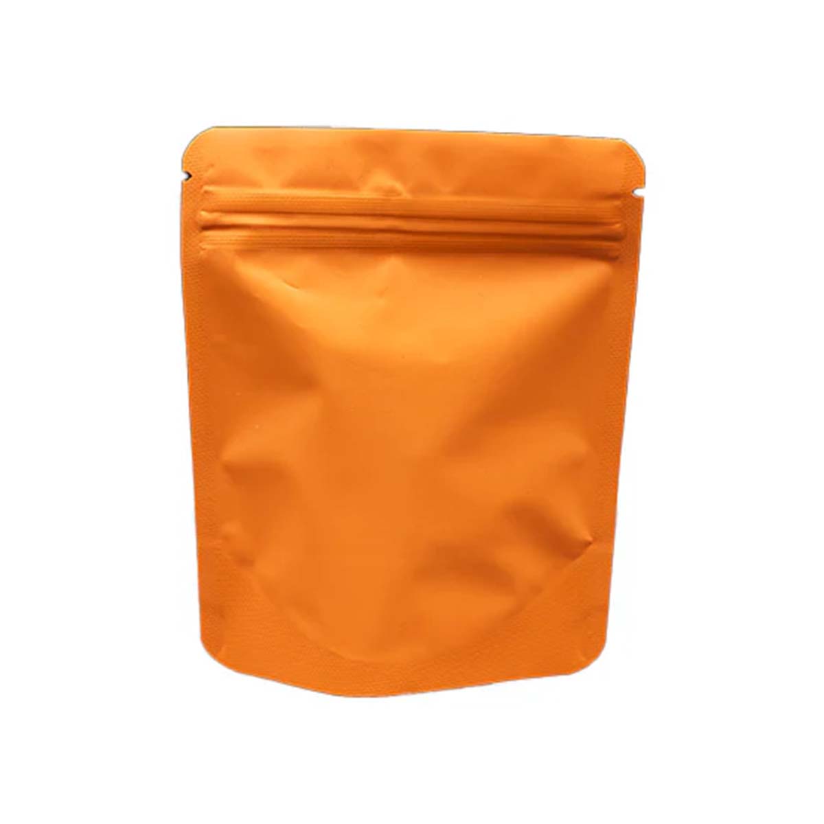 Printed mylar stand-up pouches in a row